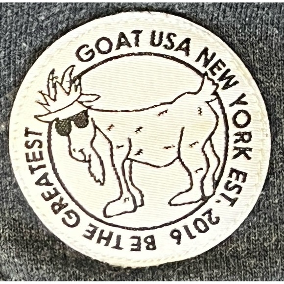 Goat USA New York Hoodie Mens Blue‎ Sweatshirt Pullover Embroidered Drawstring L - Picture 8 of 12